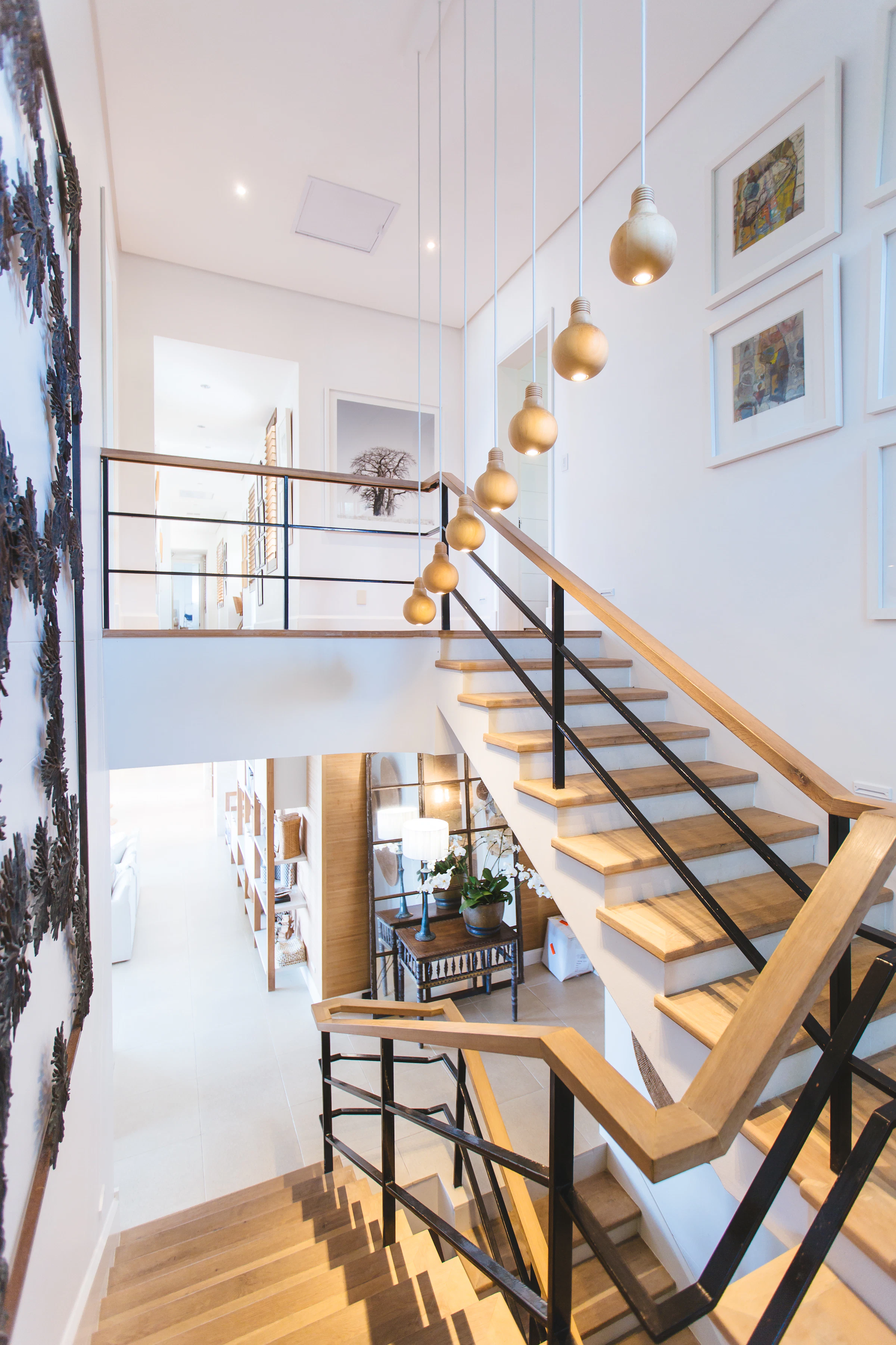 A bright architectural staircase. Illustrative photography.